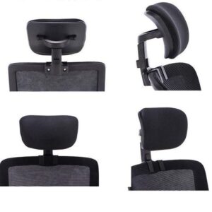 Adjustable office chair headrest installed on ergonomic mesh chair